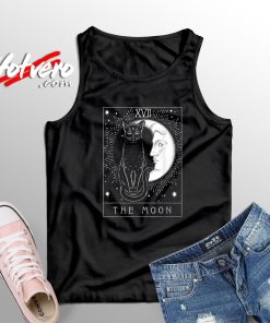 Tarot Card Crescent Moon And Cat Unisex Tank Top
