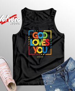 The Best God Loves You Slogan Tank Top