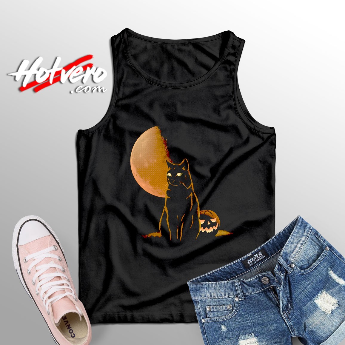 The Black Cat and Pumkin tank top