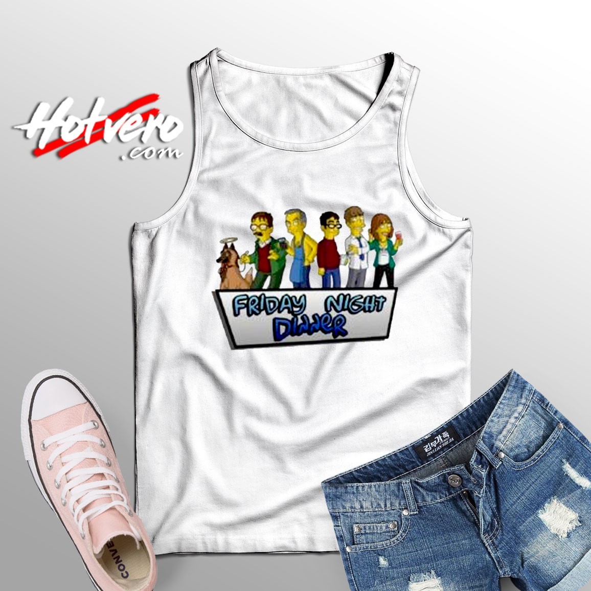 The Simpsons Friday Night Dinner Unisex Adult Tank Top