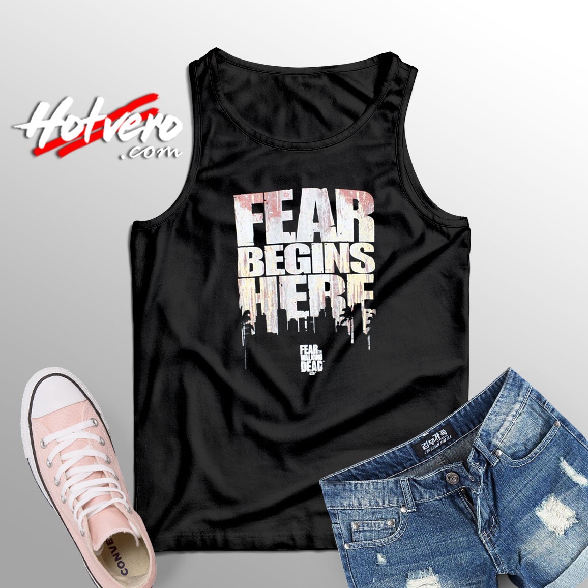 The Walking Dead Fear Begins Here Vintage Movie Tank Top