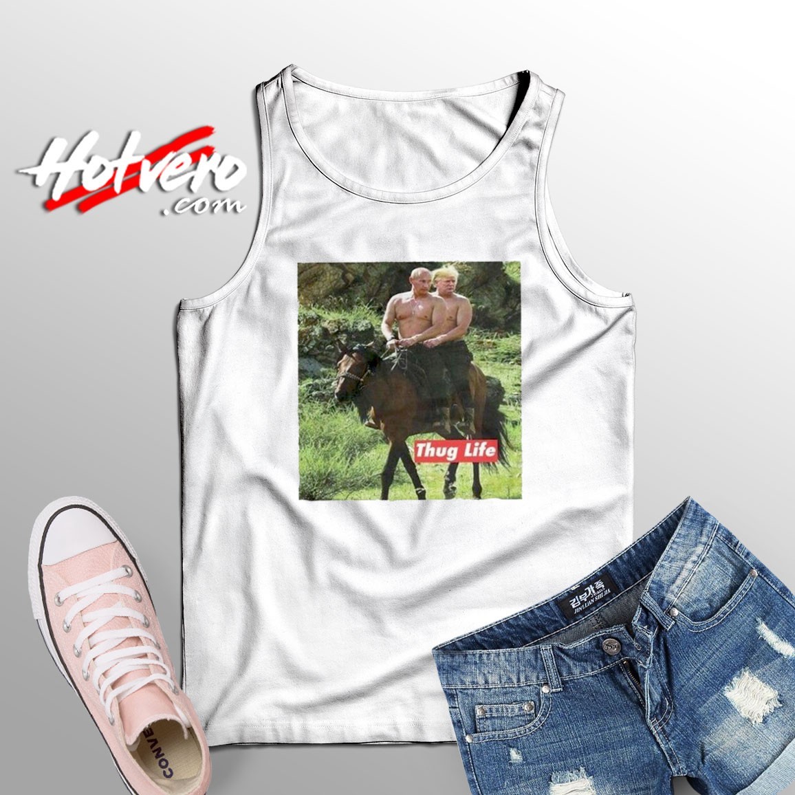 Trump And Putin On Horseback Vintage Tank Top