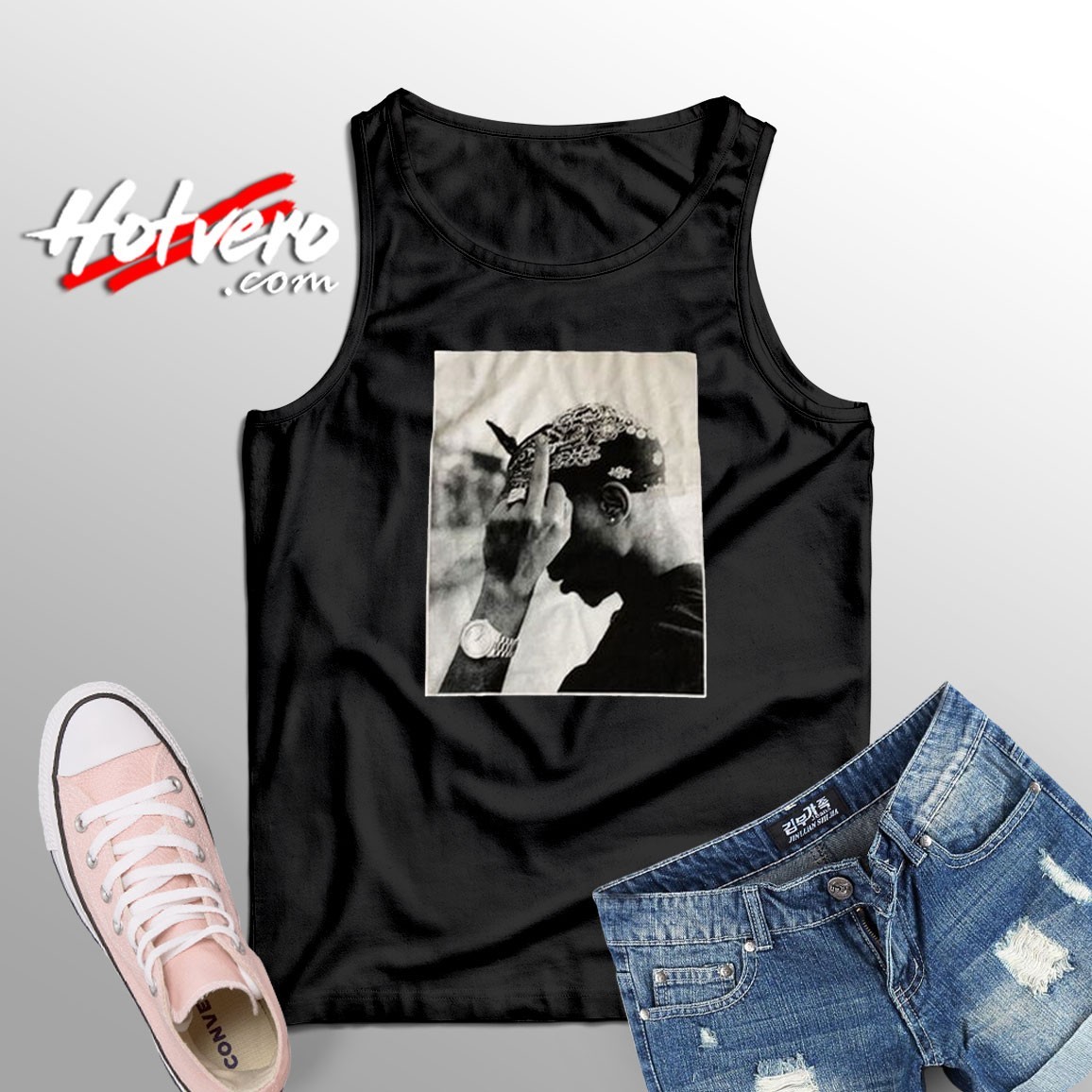 Tupac Rapper Middle Finger Custom Unisex Tank Top