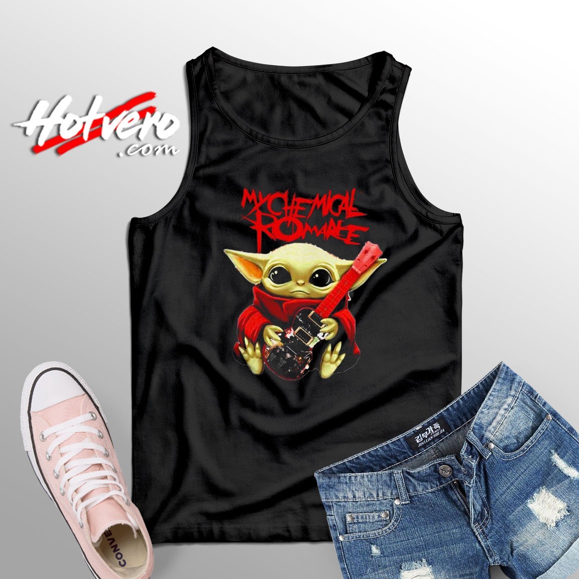 Ugly Baby Yoda hug My Chemical Romance Tank Top