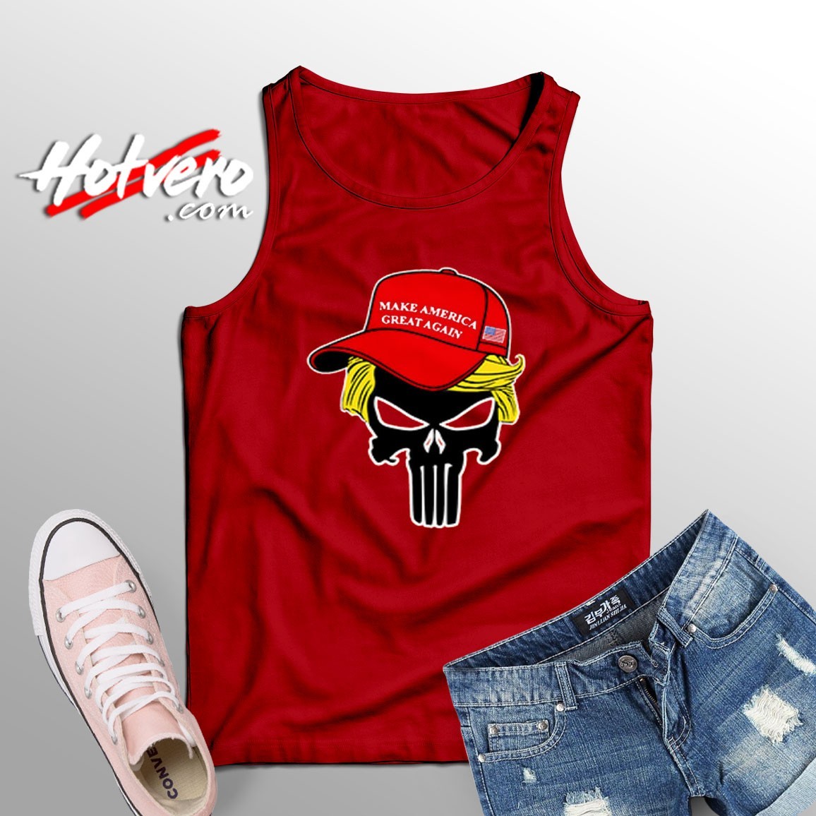 Ugly Donald Trump Skull Graphic Tank Top