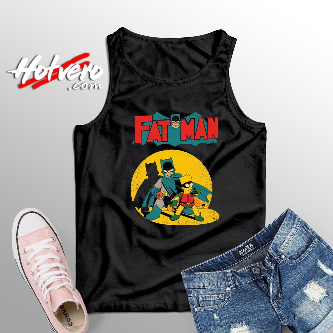 Ugly Fatman Batman The Simpsons And Doughnut Tank Top