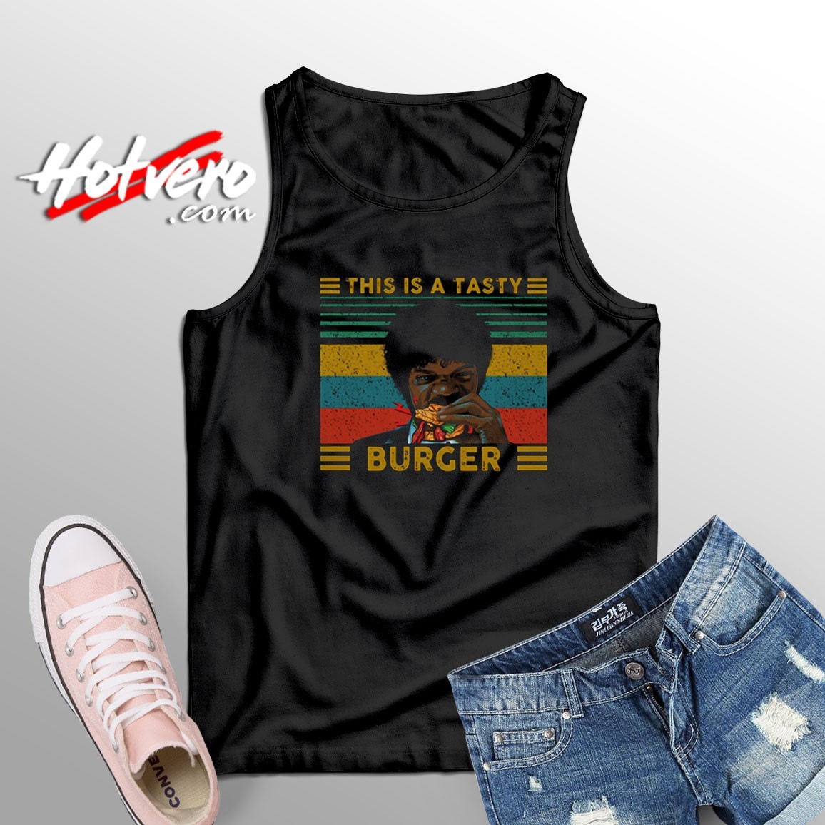 Ugly Poster of Samuel L. Jackson Tasty Burger Tank Top