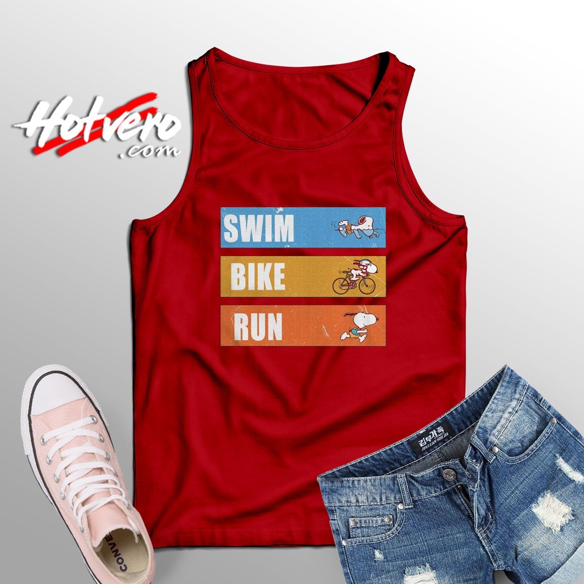Ugly Snoopy Swim Bike Run Tank Top