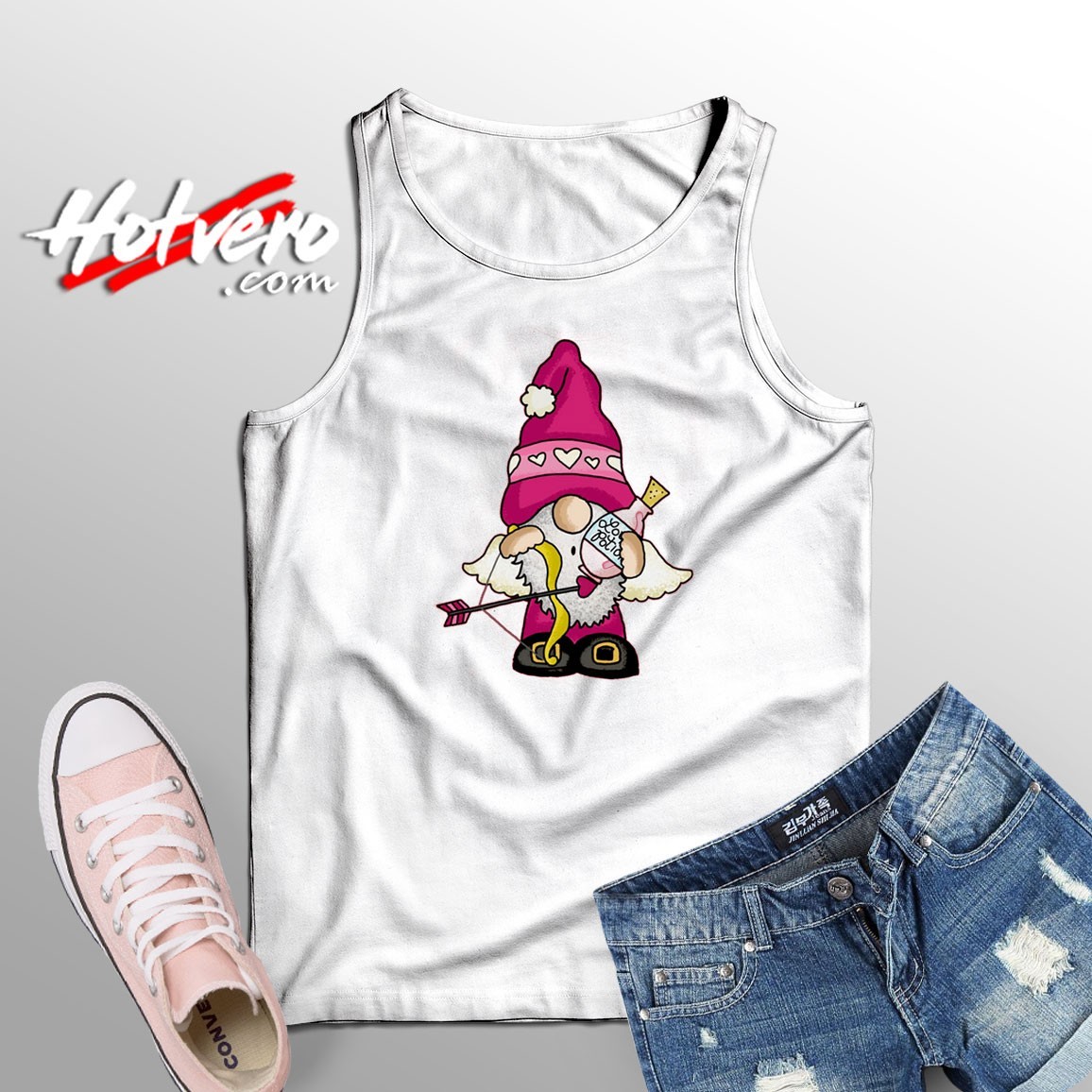 Valentine's Day Cupid Gnome Unisex Tank Top