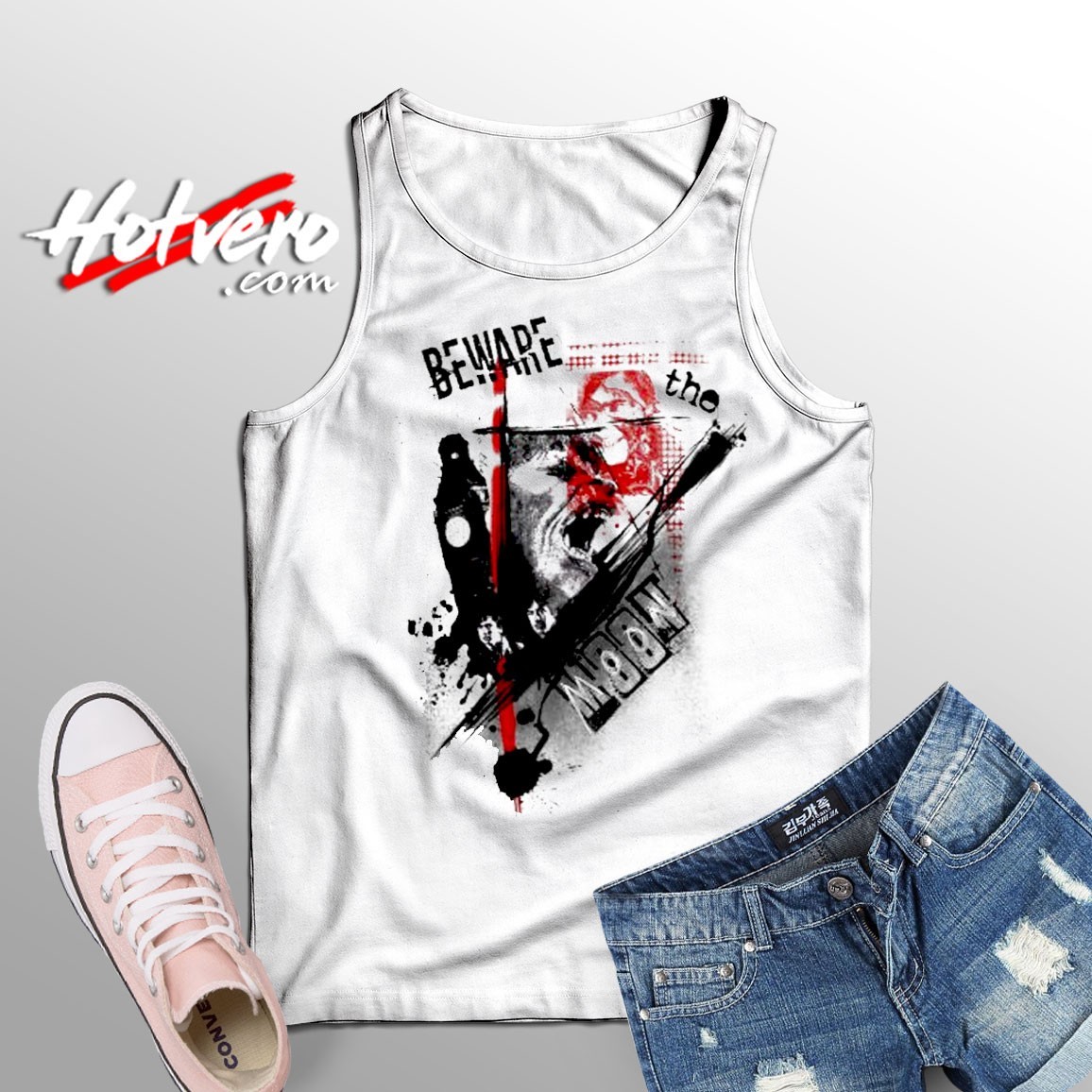 Vintage Werewolf Polka Trash Graphic Tank Top