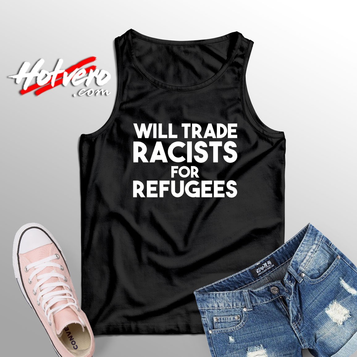 Will Trade Racists for Refugees Unisex Tank Top
