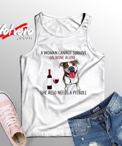 Woman Cannot Survive On Wine Alone Saying Tank Top