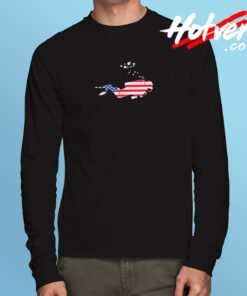 American Flag Usa Free Diving Scuba Diver Long Sleeve T shirt