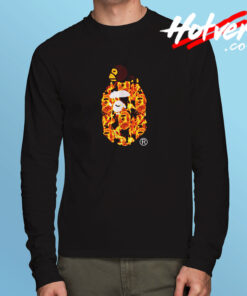 Bape Flame Milo On Big Ape Long Sleeve T shirt
