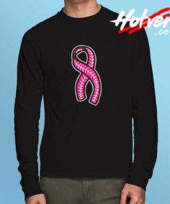 Baseball Pink Ribbon Long Sleeve T shirt