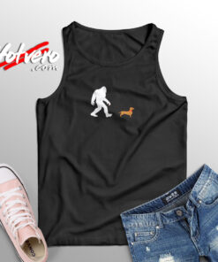 Bigfoot Walking A Daschund Aesthetic Sleeveless Shirt