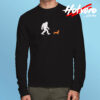 Bigfoot Walking A Daschund Long Sleeve T shirt