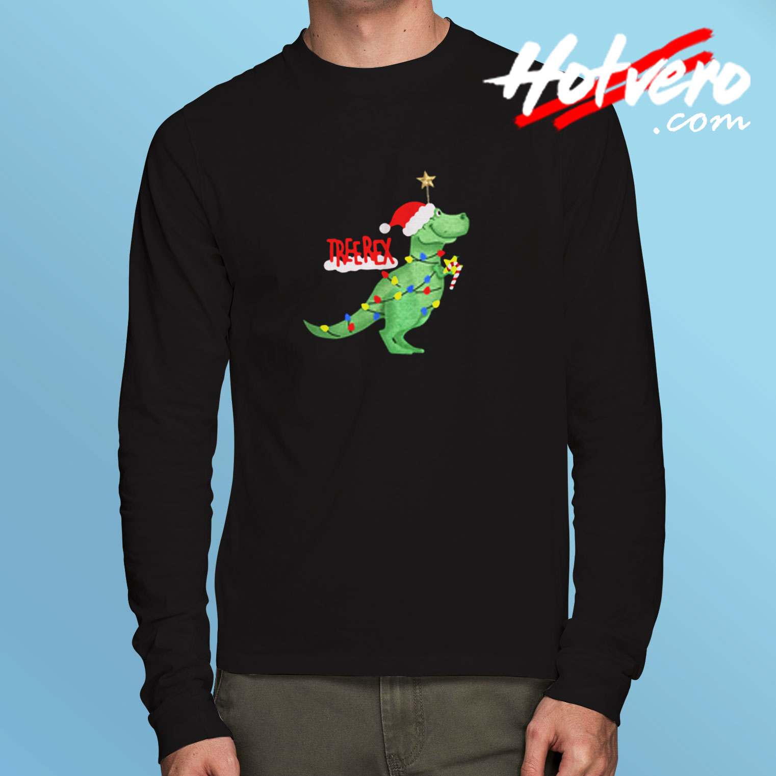 Christmas Tree T Rex Funny Parody Long Sleeve T shirt