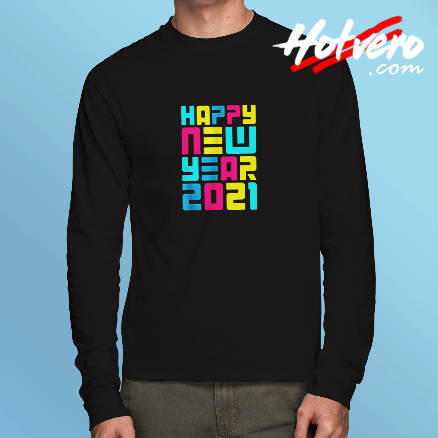 Colorful Futuristic Happy New Year Long Sleeve T shirt
