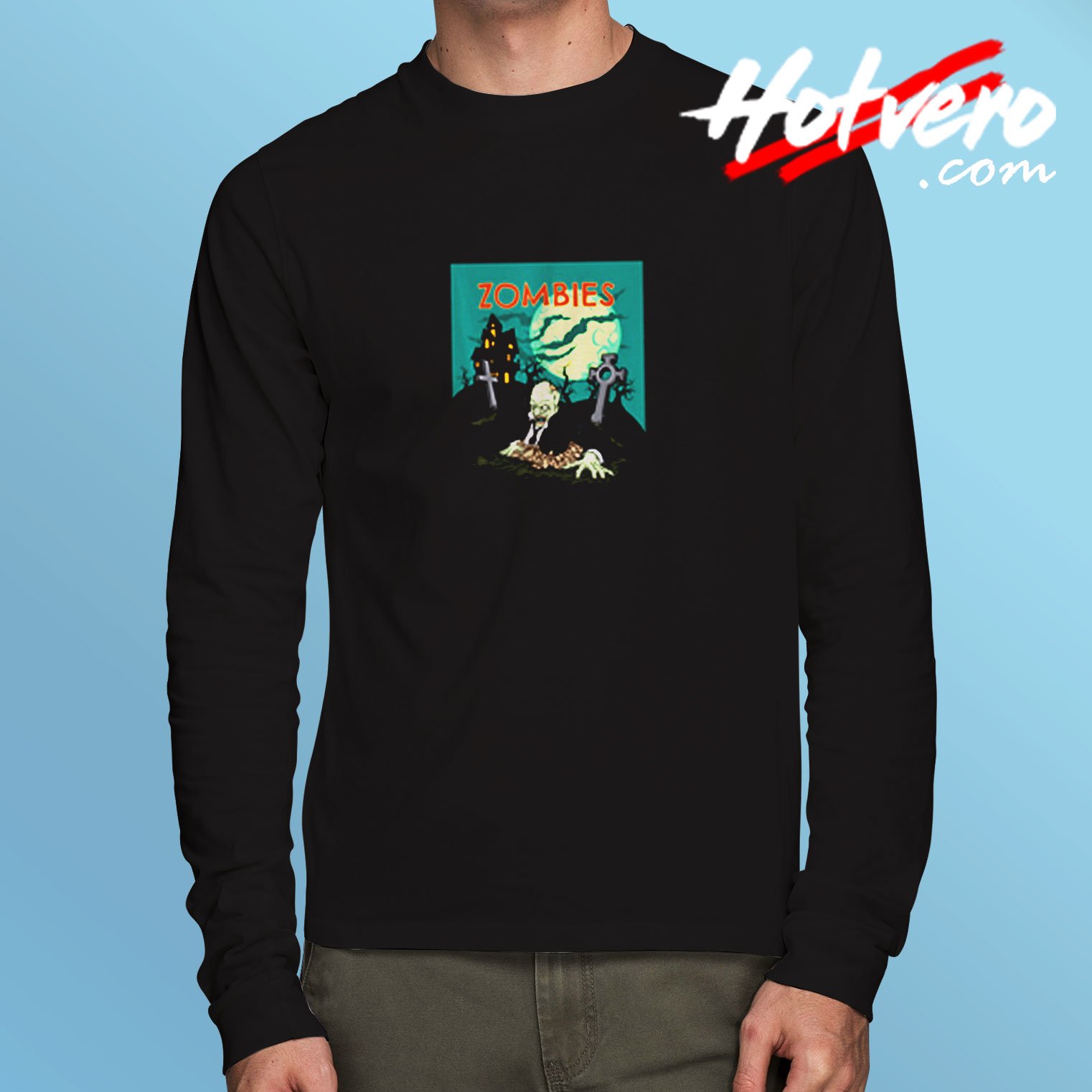 Creepy Zombies Scary Halloween Long Sleeve T shirt