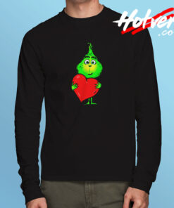 Cute Baby Grinch Love Heart Christmas Long Sleeve T shirt