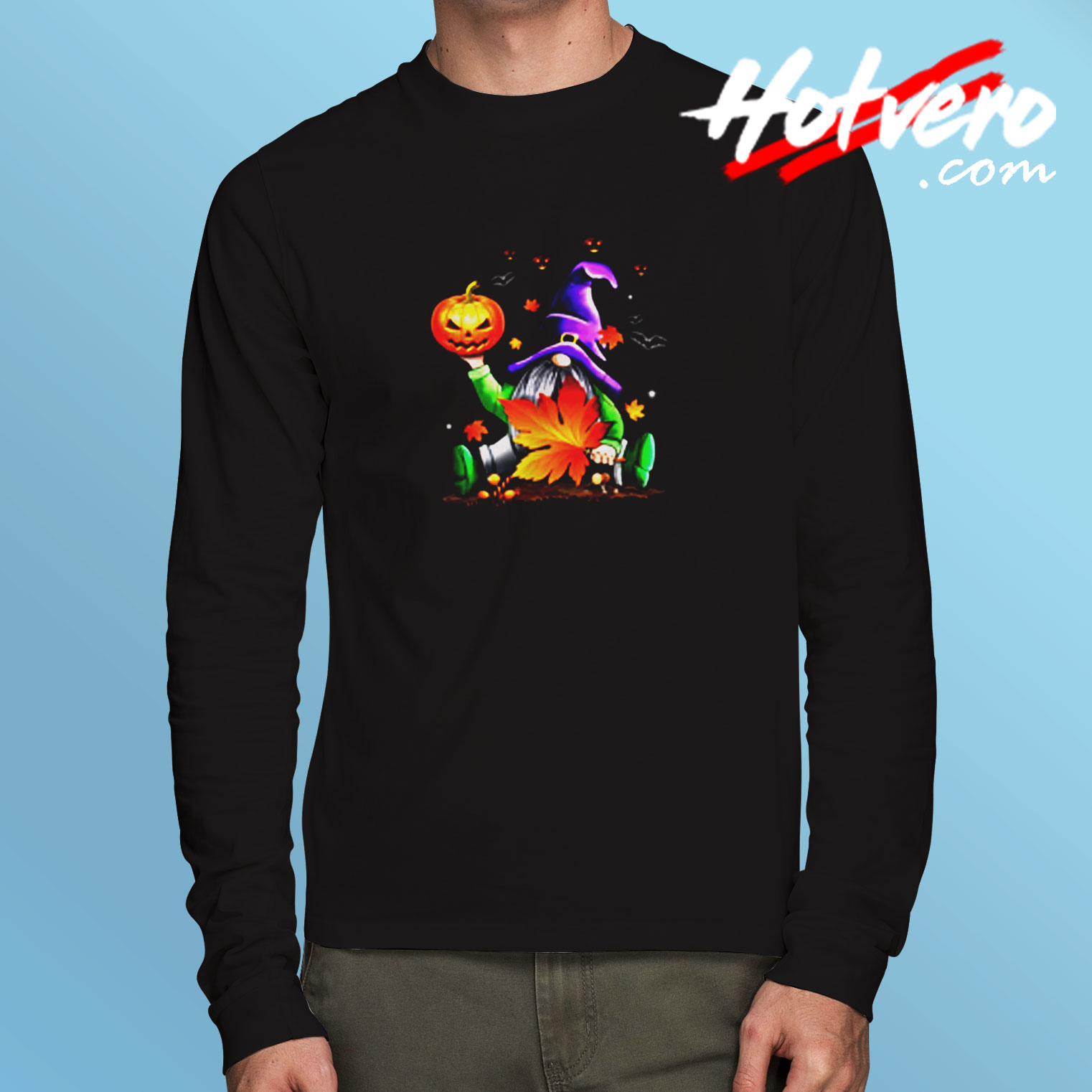 Cute Matching Gnome Witch Lovers Birthday Shirt Scary Pumpkin Halloween Day Design Long Sleeve T shirt