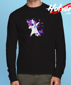 Dabbing Unicorn Soccer Long Sleeve T shirt
