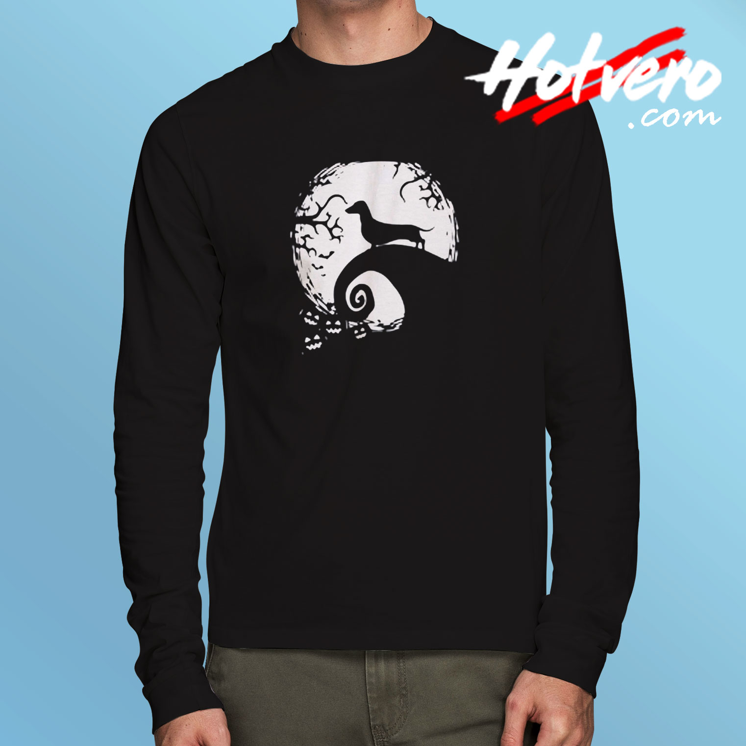 Dachshund And Moon Halloween Long Sleeve T shirt
