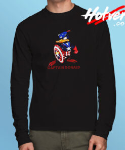 Donald Duck Captain America Marvel Character Long Sleeve T shirt