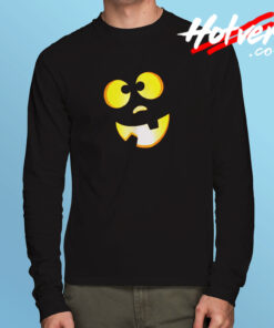 Dopey Halloween Pumpkin Jack O Lantern Face Long Sleeve T shirt