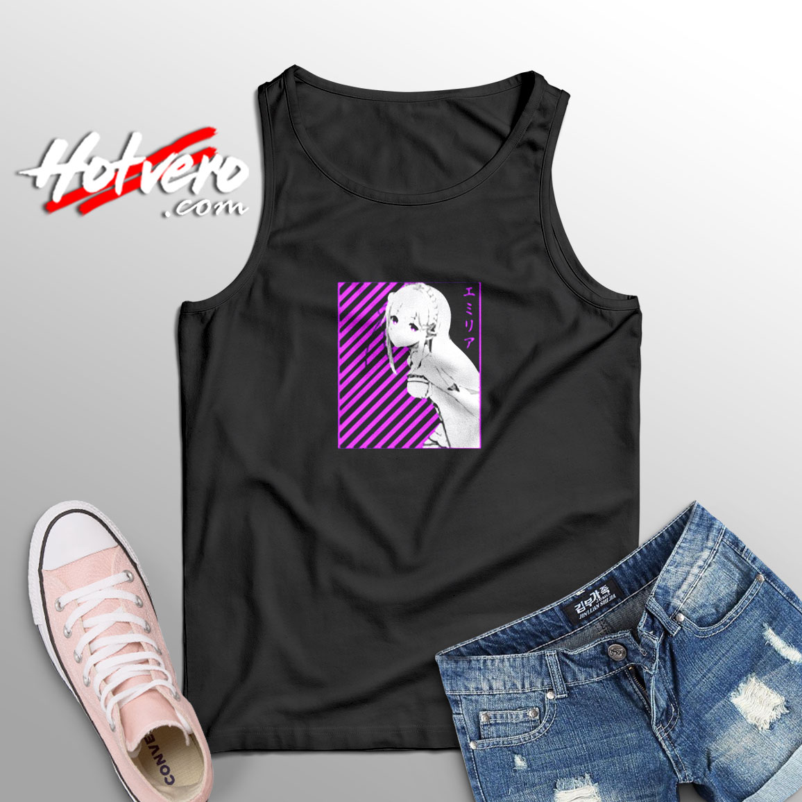 Emilia Re Zero Anime Aesthetic Sleeveless Shirt