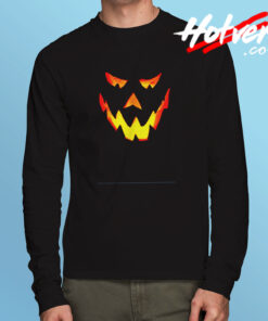 Evil Pumpkin Monster Face Halloween Long Sleeve T shirt