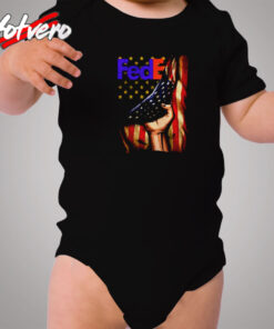 Fedex Logo American Flag Cozy Baby Onesies