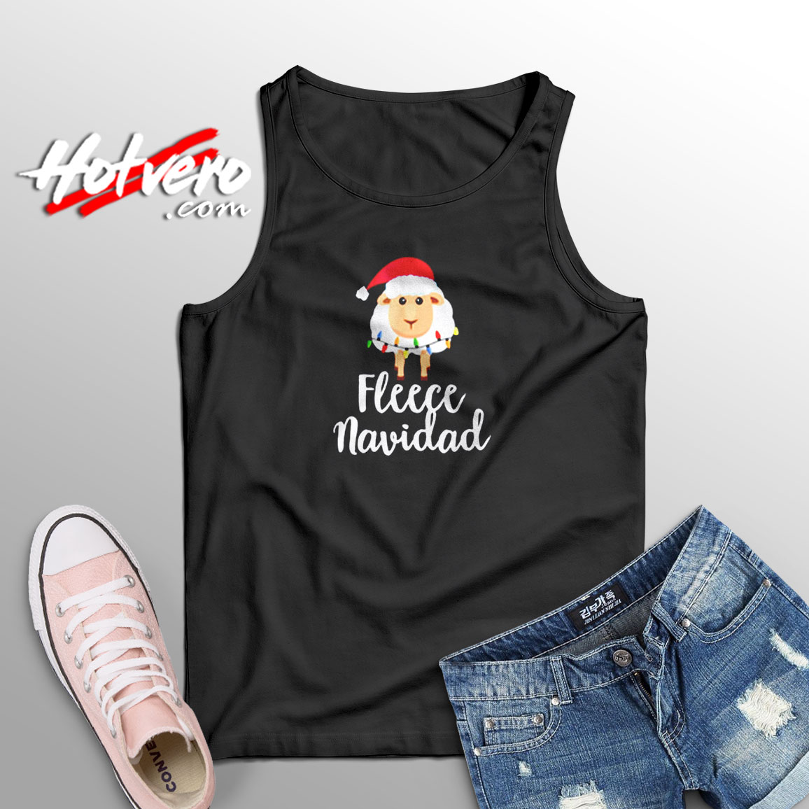 Fleece Navidad Sheep Face Santa Aesthetic Sleeveless Shirt