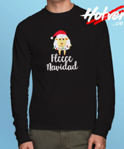 Fleece Navidad Sheep Face Santa Long Sleeve T shirt