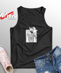 Funny Drinking Coffee Skeleton Aesthetic Sleeveless Shirt