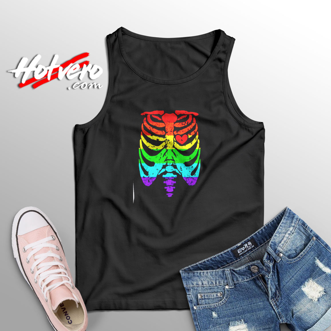 Funny Spook Skeleton Rib Cage Torso Aesthetic Sleeveless Shirt