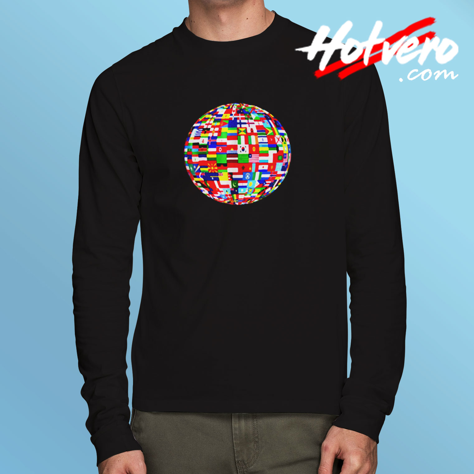 Globe Flag Map Long Sleeve T shirt