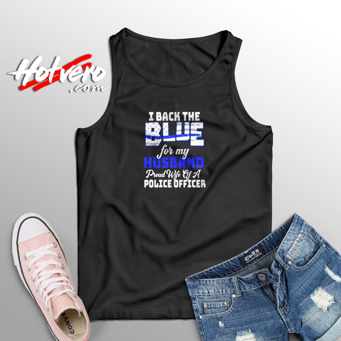 I Back The Blue For My Husband Aesthetic Sleeveless Shirt