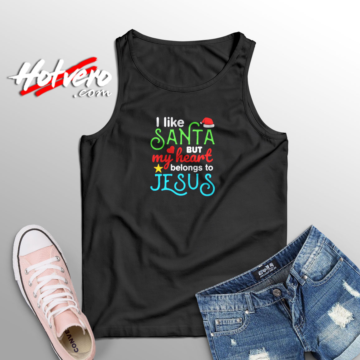 I Like Santa But My Heart Belongs To Jesus Aesthetic Sleeveless Shirt