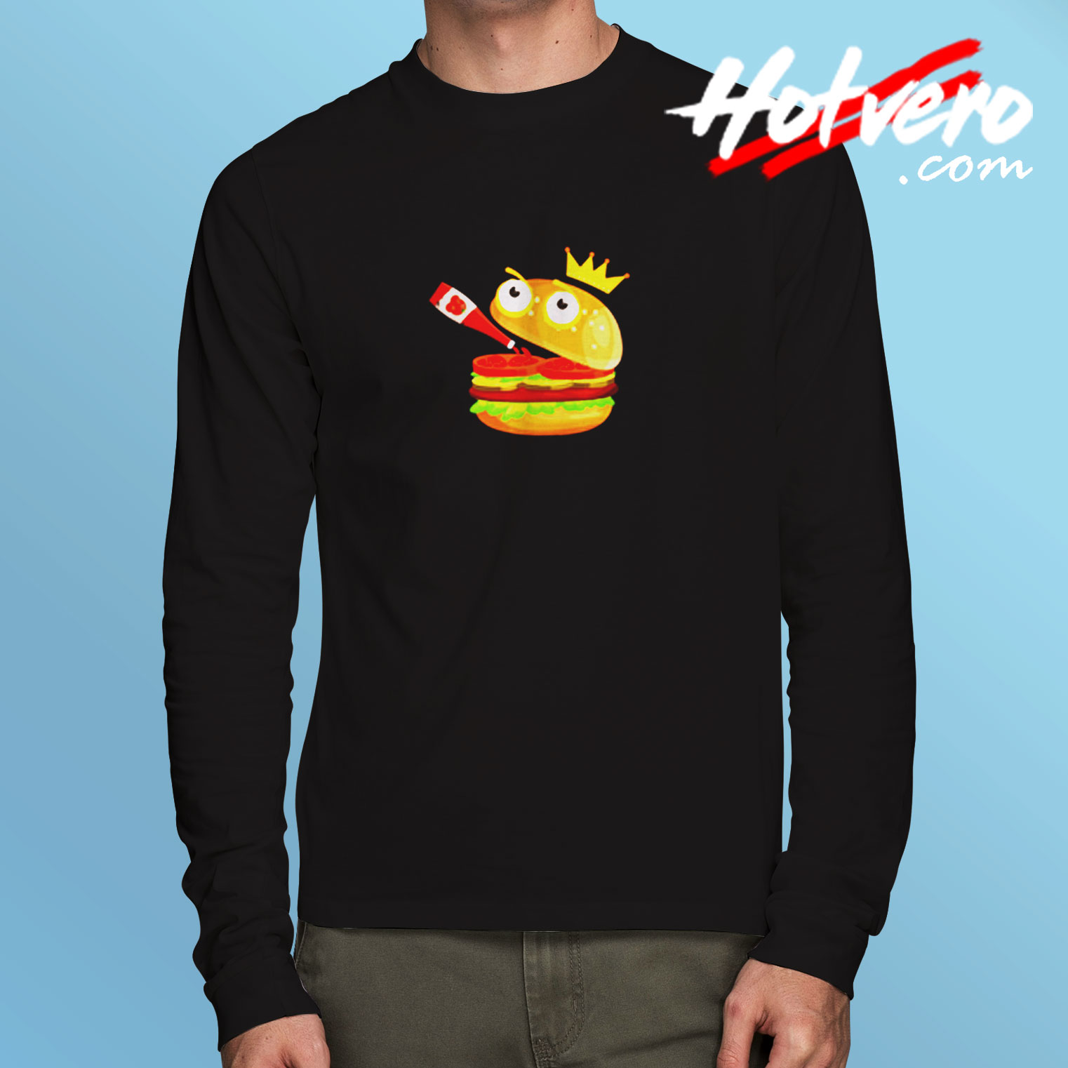 King Hamburger Drinking Tomato Sauce Long Sleeve T shirt