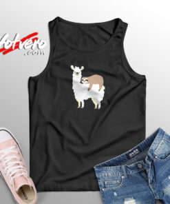 Llama And Sloth Hugging Cuddly Besties Aesthetic Sleeveless Shirt