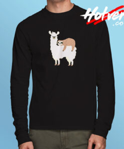 Llama And Sloth Hugging Cuddly Besties Long Sleeve T shirt