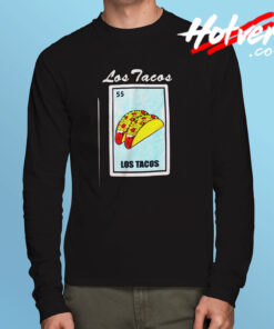 Los Tacos Loteria Mexican Bingo Long Sleeve T shirt