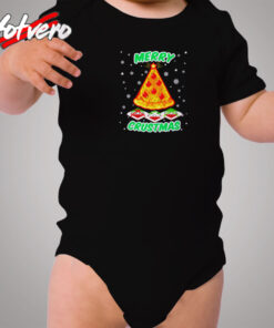 Merry Crustmas Christmas Pizza Cozy Baby Onesies