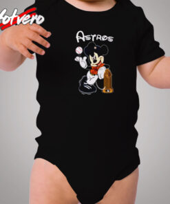 Mickey Baseball Houston Champion Funny Cozy Baby Onesies