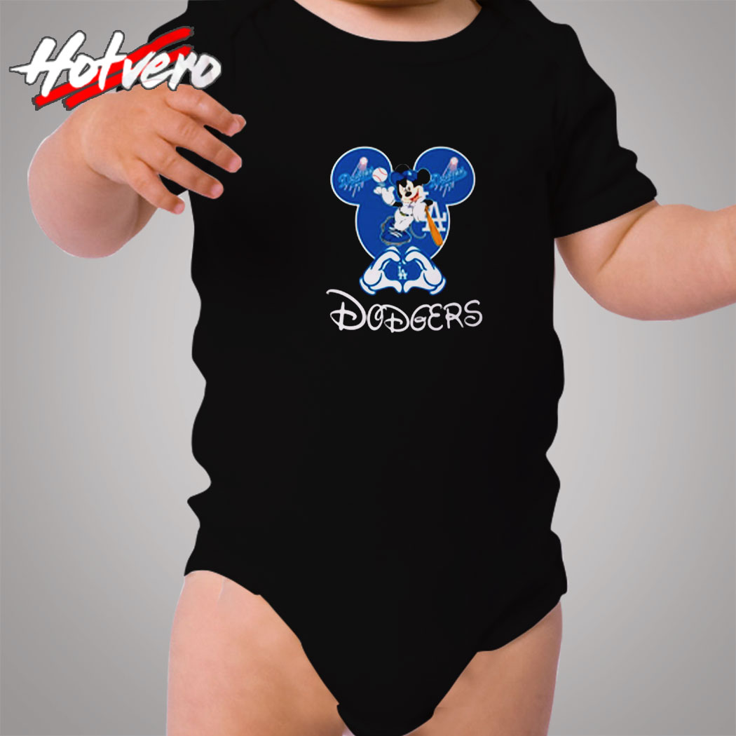 Mickey Mouse Loves Los Angeles Dodgers Cozy Baby Onesies