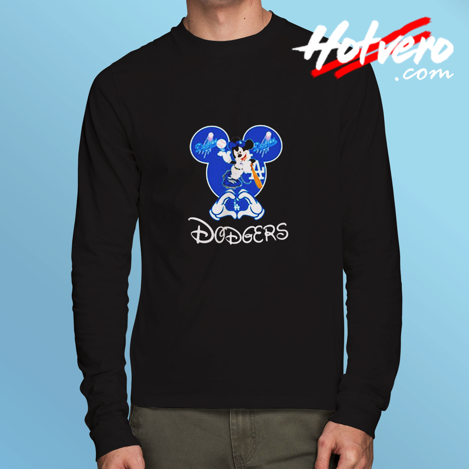 Mickey Mouse Loves Los Angeles Dodgers Long Sleeve T shirt