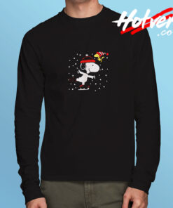 Peanuts Snoopy And Woodstock Skate Holiday Long Sleeve T shirt