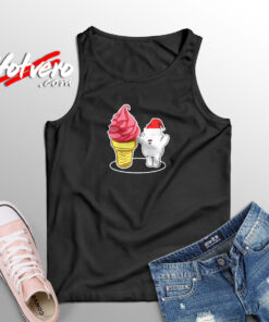 Polar Bear With Hat And Soft Ice Cream Aesthetic Sleeveless Shirt